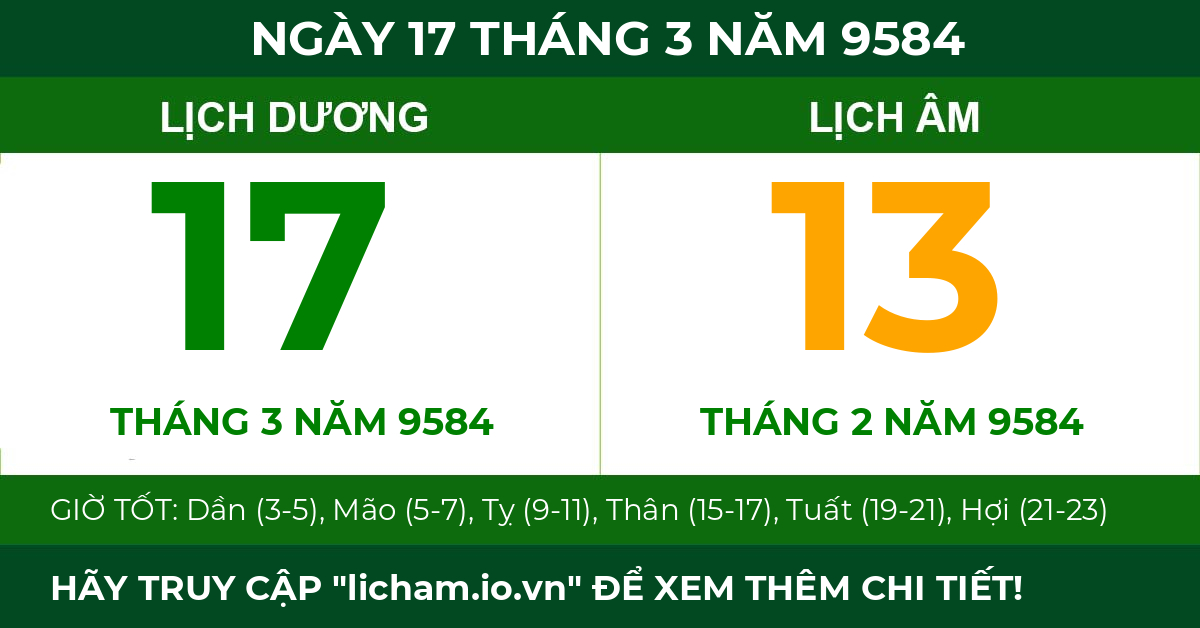 lịch âm ngày 17 tháng 3 năm 9584