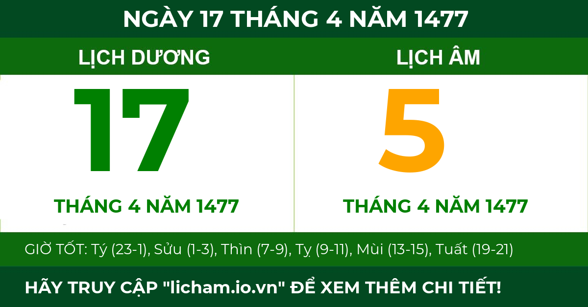lịch âm ngày 17 tháng 4 năm 1477