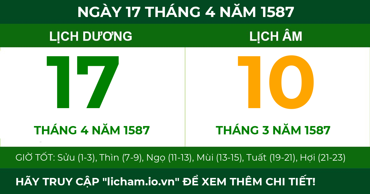 lịch âm ngày 17 tháng 4 năm 1587