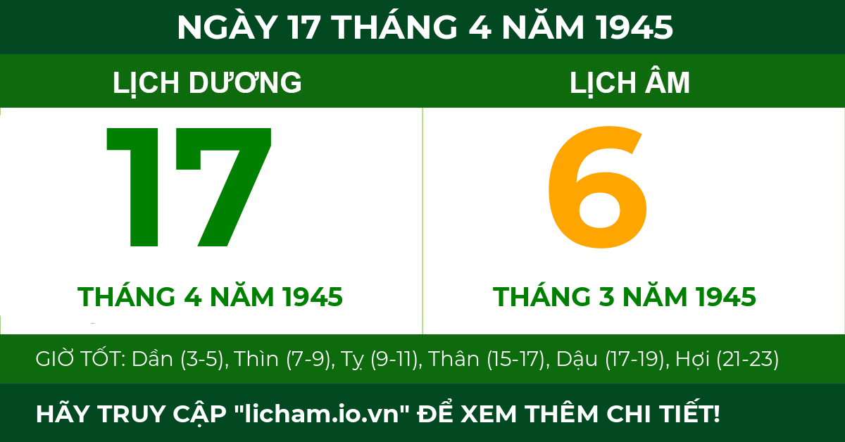 lịch âm ngày 17 tháng 4 năm 1945