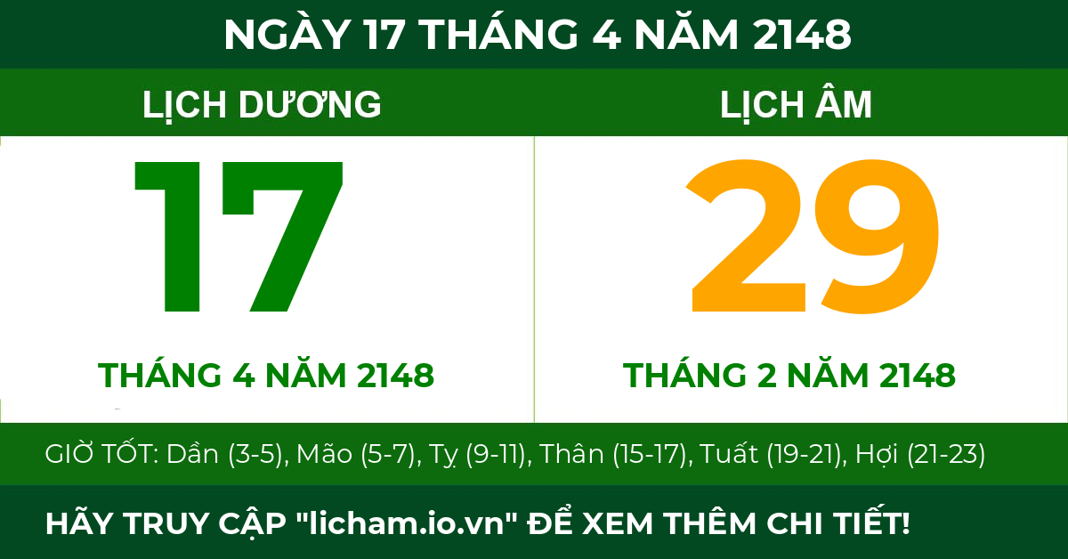 lịch âm ngày 17 tháng 4 năm 2148
