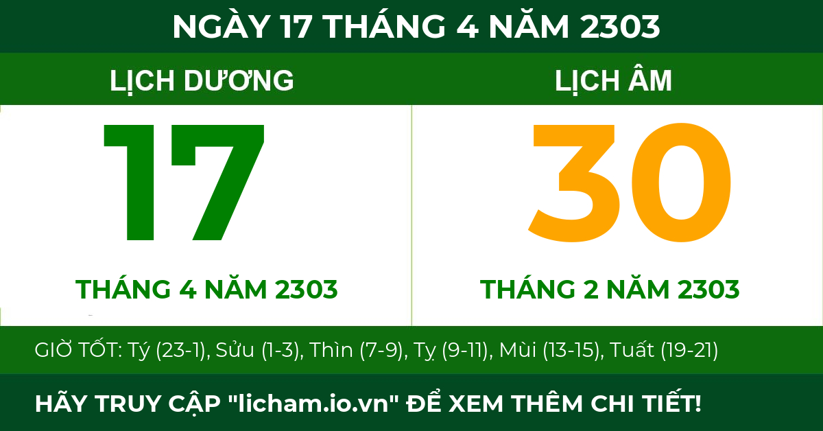 lịch âm ngày 17 tháng 4 năm 2303