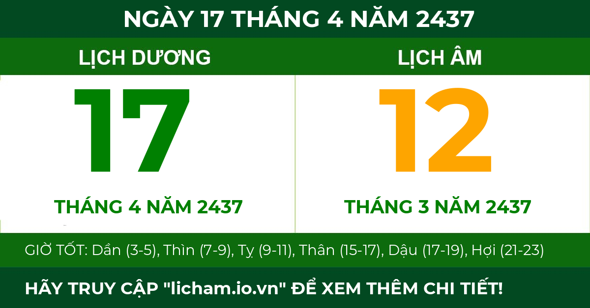 lịch âm ngày 17 tháng 4 năm 2437