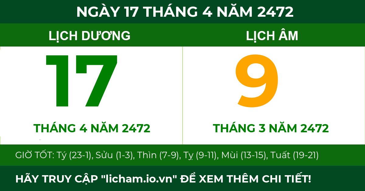 lịch âm ngày 17 tháng 4 năm 2472