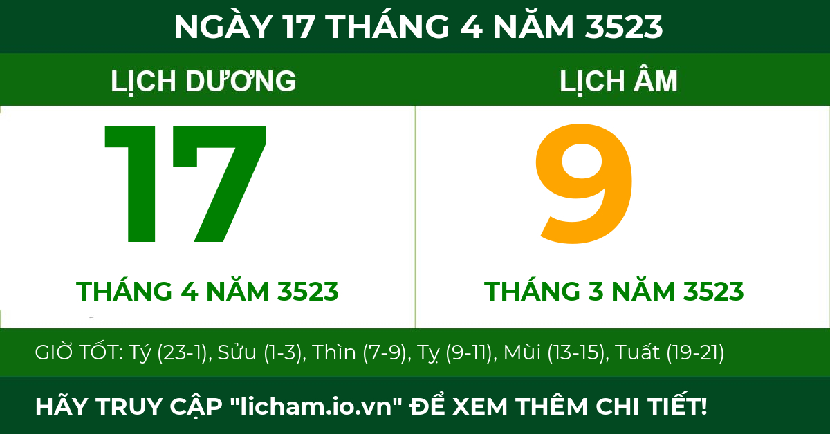 lịch âm ngày 17 tháng 4 năm 3523