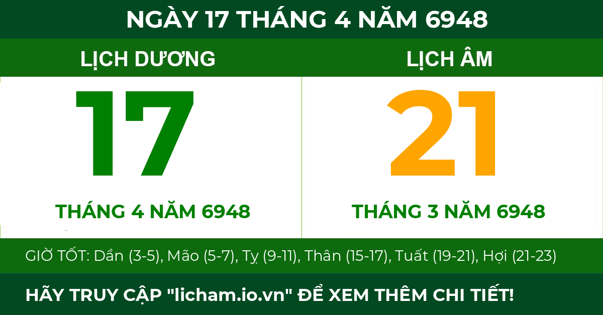 lịch âm ngày 17 tháng 4 năm 6948