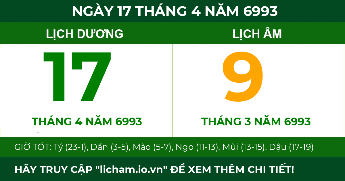 lịch âm ngày 17 tháng 4 năm 6993