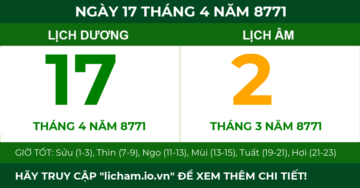 lịch âm ngày 17 tháng 4 năm 8771
