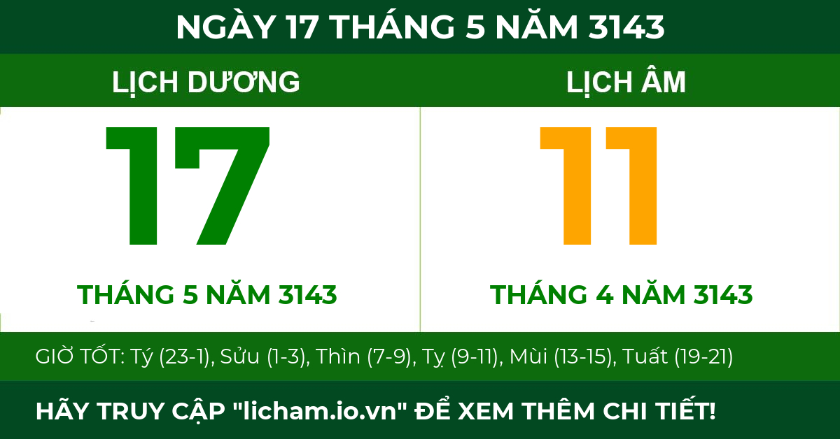 lịch âm ngày 17 tháng 5 năm 3143