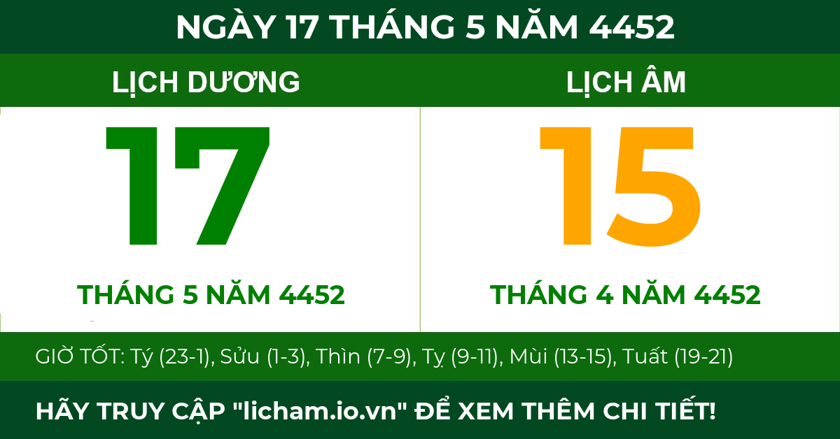 lịch âm ngày 17 tháng 5 năm 4452