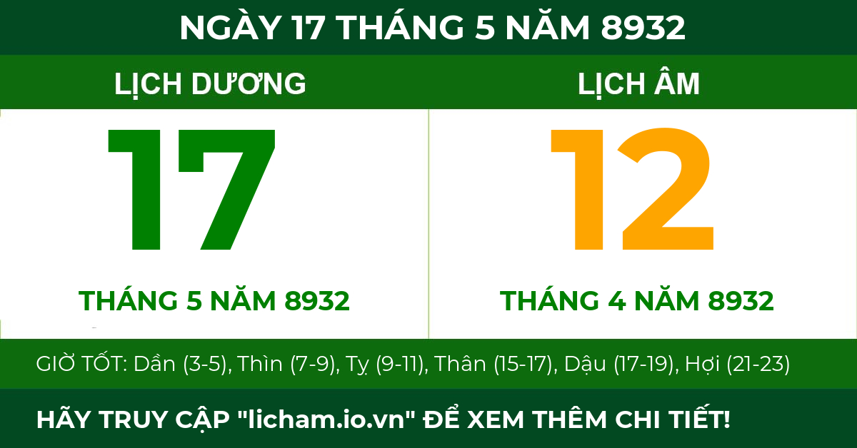 lịch âm ngày 17 tháng 5 năm 8932