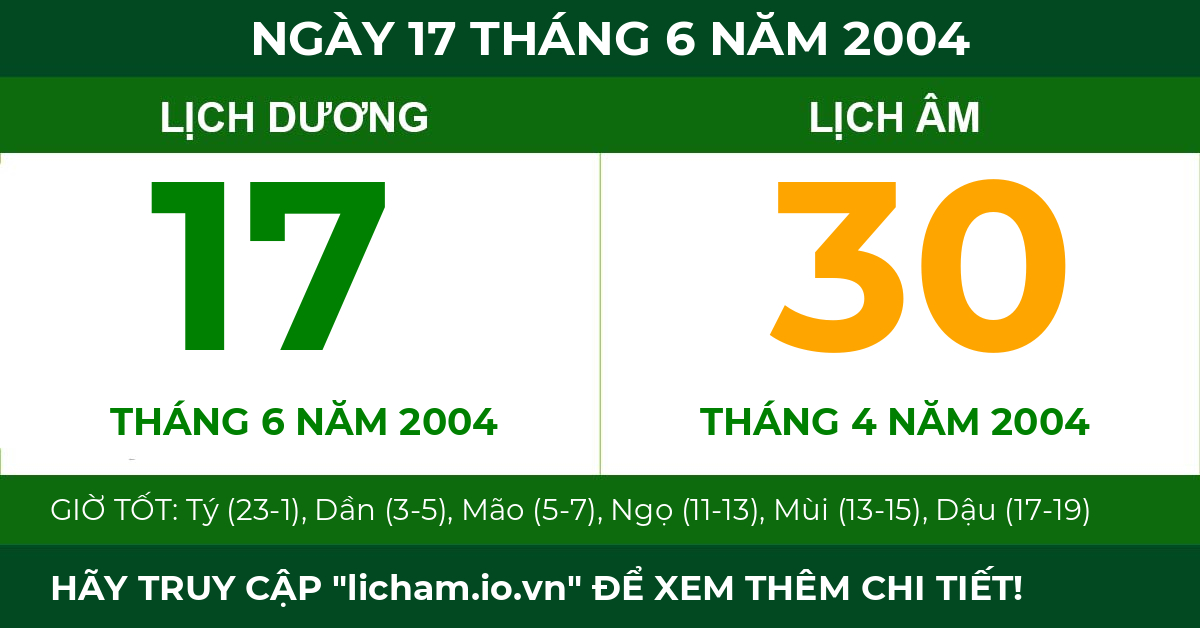 lịch âm ngày 17 tháng 6 năm 2004