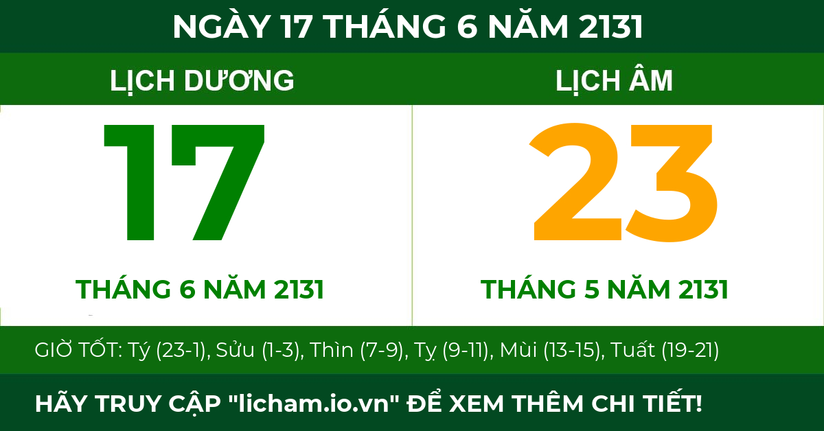 lịch âm ngày 17 tháng 6 năm 2131