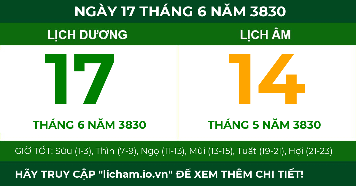 lịch âm ngày 17 tháng 6 năm 3830