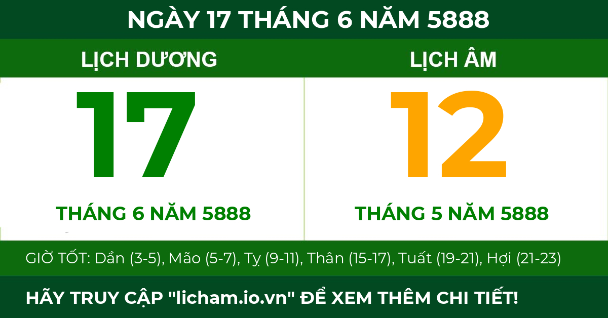 lịch âm ngày 17 tháng 6 năm 5888