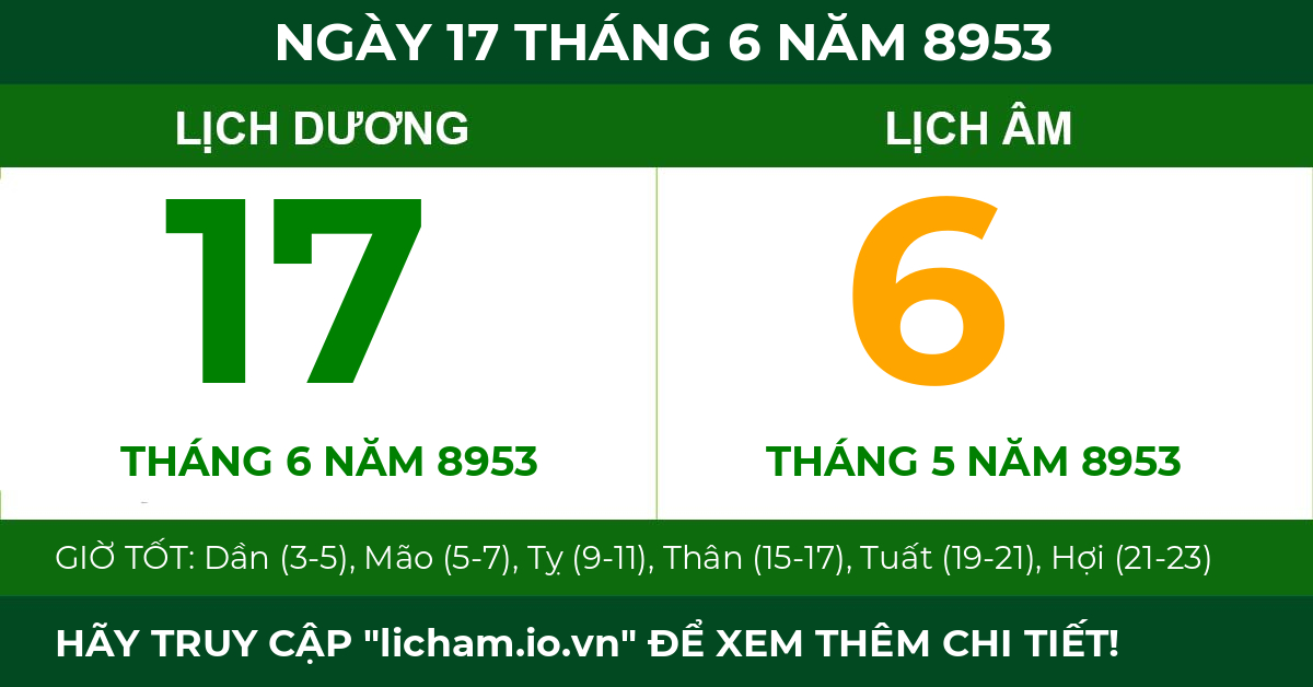 lịch âm ngày 17 tháng 6 năm 8953