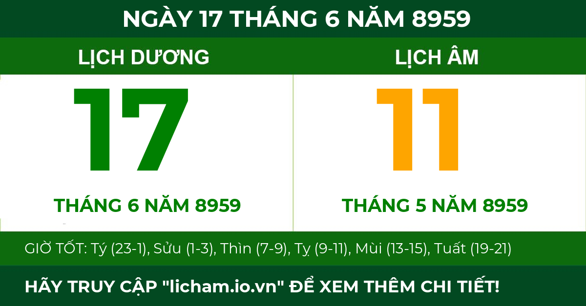 lịch âm ngày 17 tháng 6 năm 8959