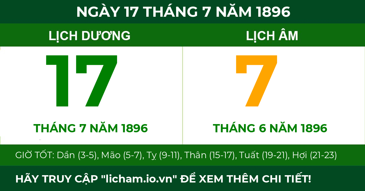 lịch âm ngày 17 tháng 7 năm 1896