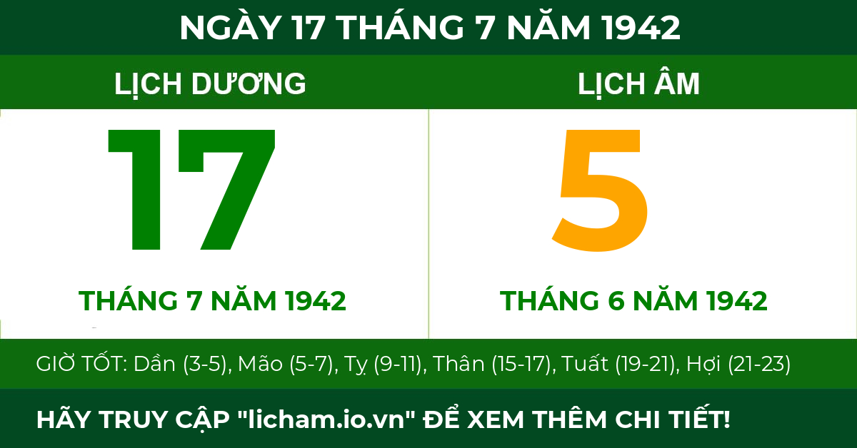lịch âm ngày 17 tháng 7 năm 1942