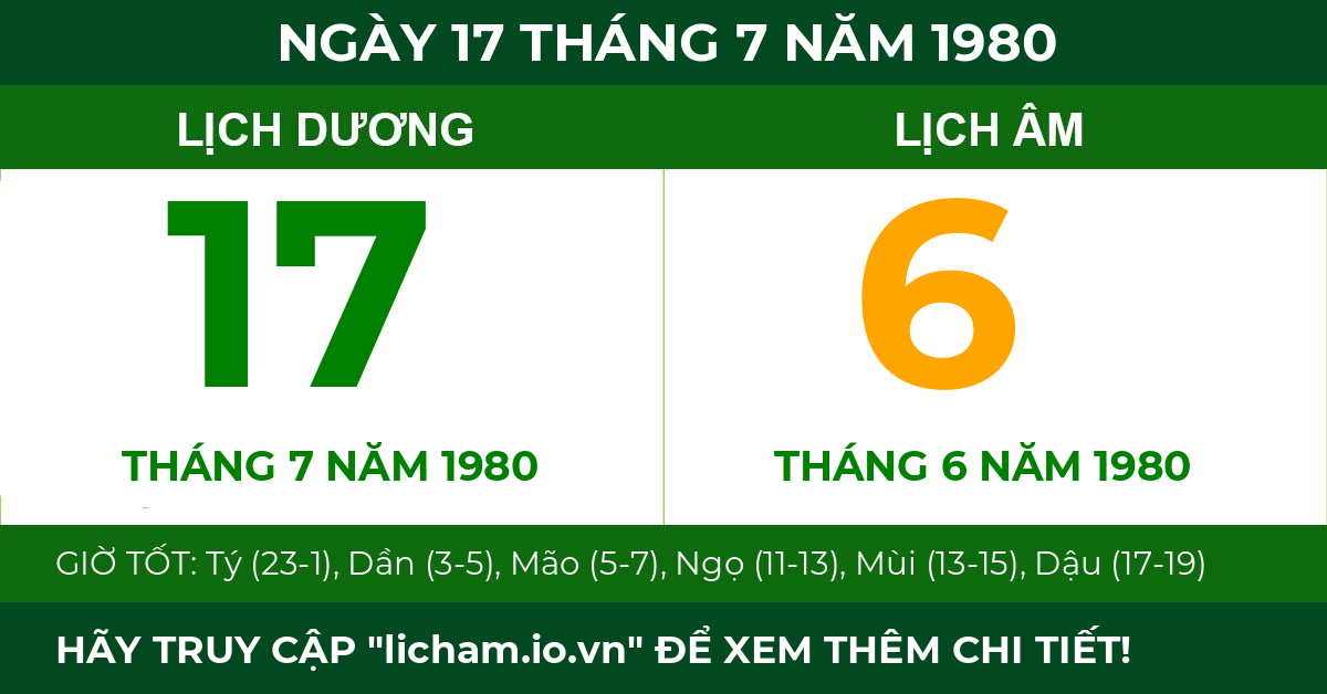 lịch âm ngày 17 tháng 7 năm 1980