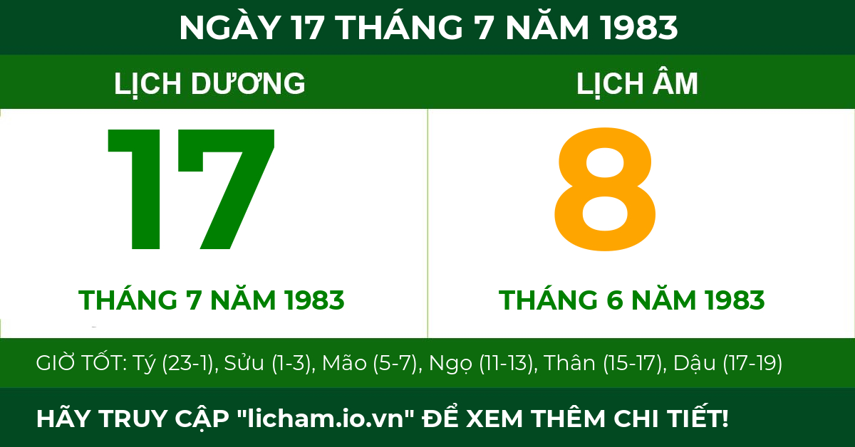 lịch âm ngày 17 tháng 7 năm 1983