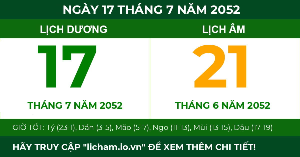 lịch âm ngày 17 tháng 7 năm 2052