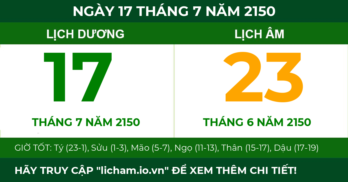 lịch âm ngày 17 tháng 7 năm 2150