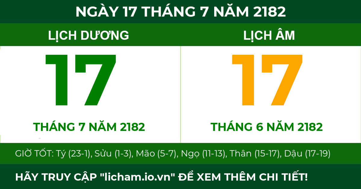 lịch âm ngày 17 tháng 7 năm 2182