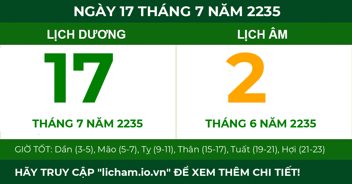 lịch âm ngày 17 tháng 7 năm 2235