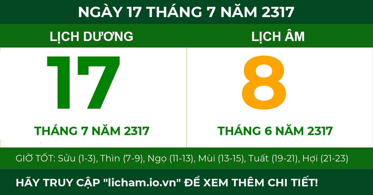 lịch âm ngày 17 tháng 7 năm 2317