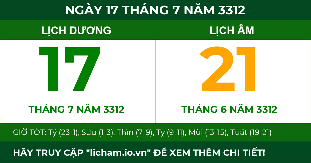 lịch âm ngày 17 tháng 7 năm 3312