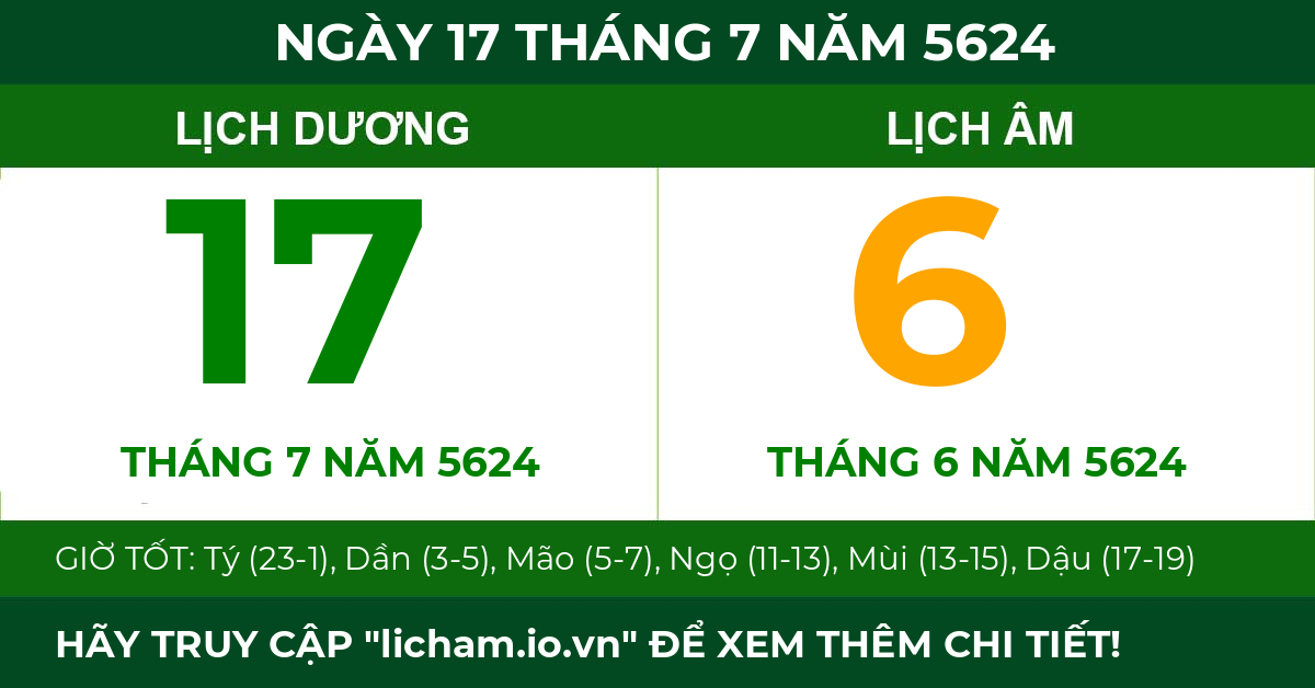 lịch âm ngày 17 tháng 7 năm 5624
