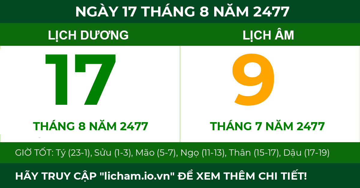 lịch âm ngày 17 tháng 8 năm 2477