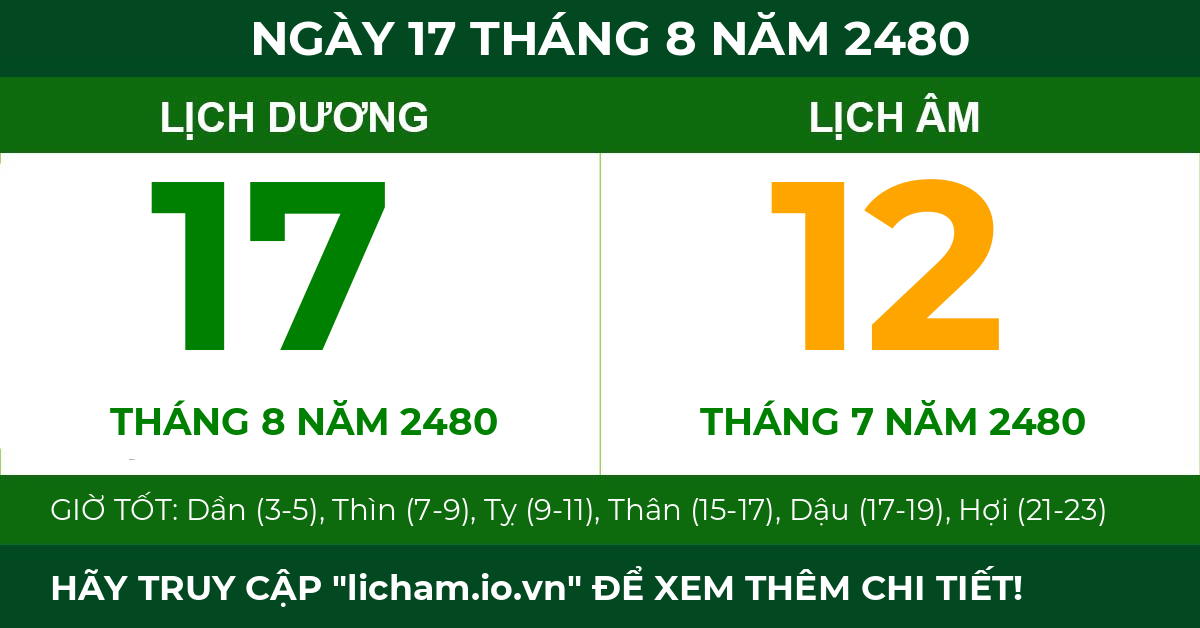 lịch âm ngày 17 tháng 8 năm 2480