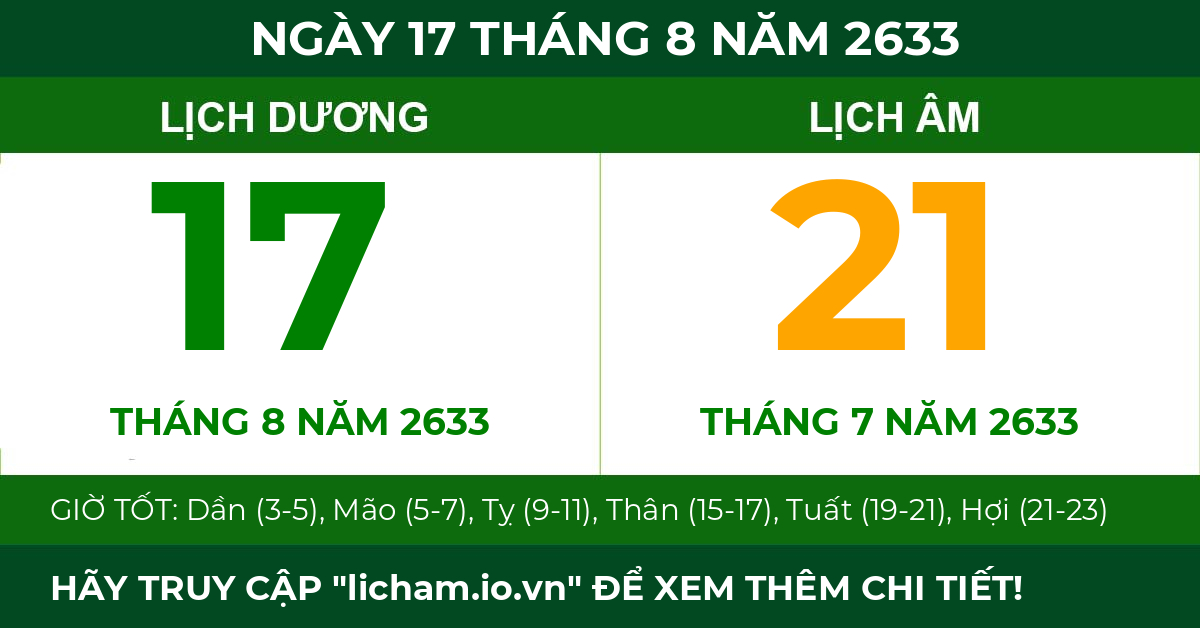 lịch âm ngày 17 tháng 8 năm 2633