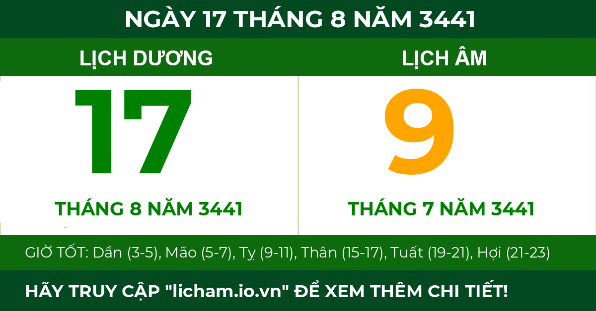 lịch âm ngày 17 tháng 8 năm 3441