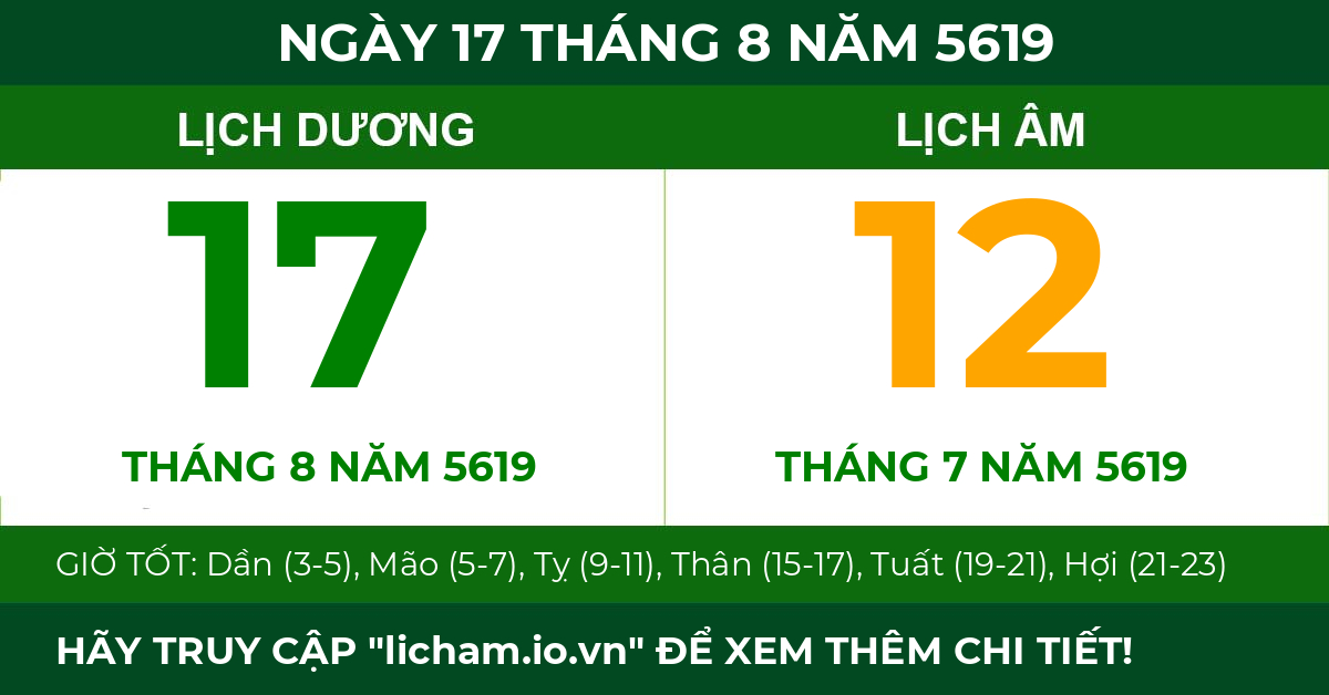 lịch âm ngày 17 tháng 8 năm 5619