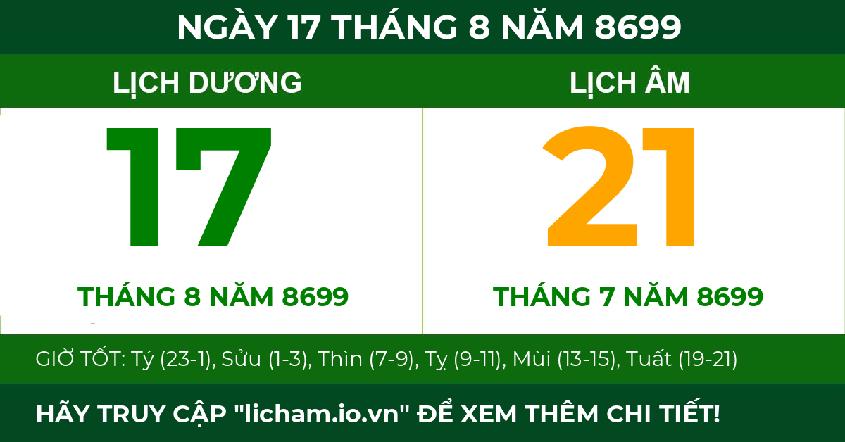lịch âm ngày 17 tháng 8 năm 8699