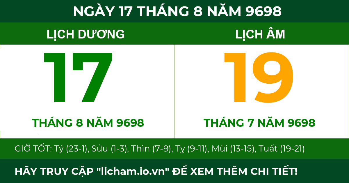 lịch âm ngày 17 tháng 8 năm 9698