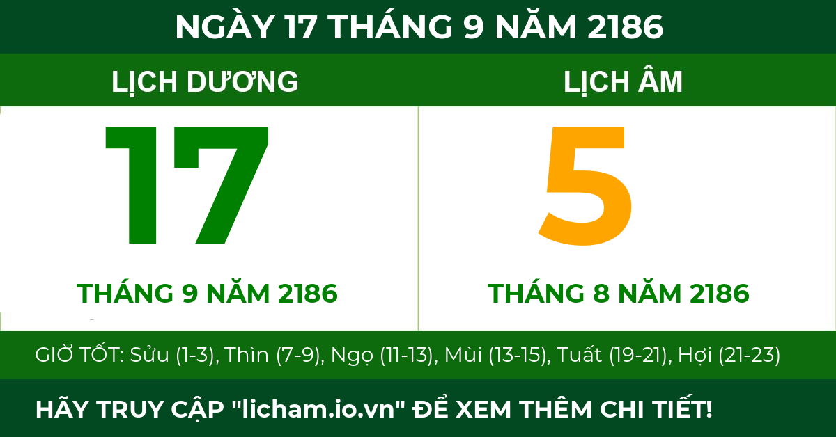 lịch âm ngày 17 tháng 9 năm 2186