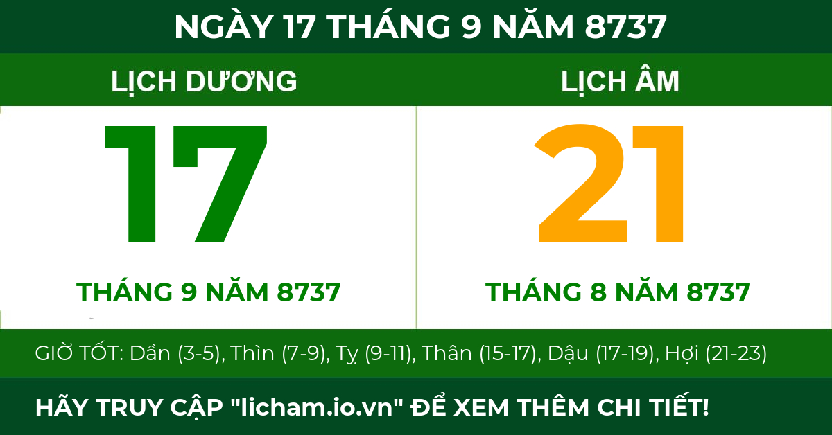 lịch âm ngày 17 tháng 9 năm 8737