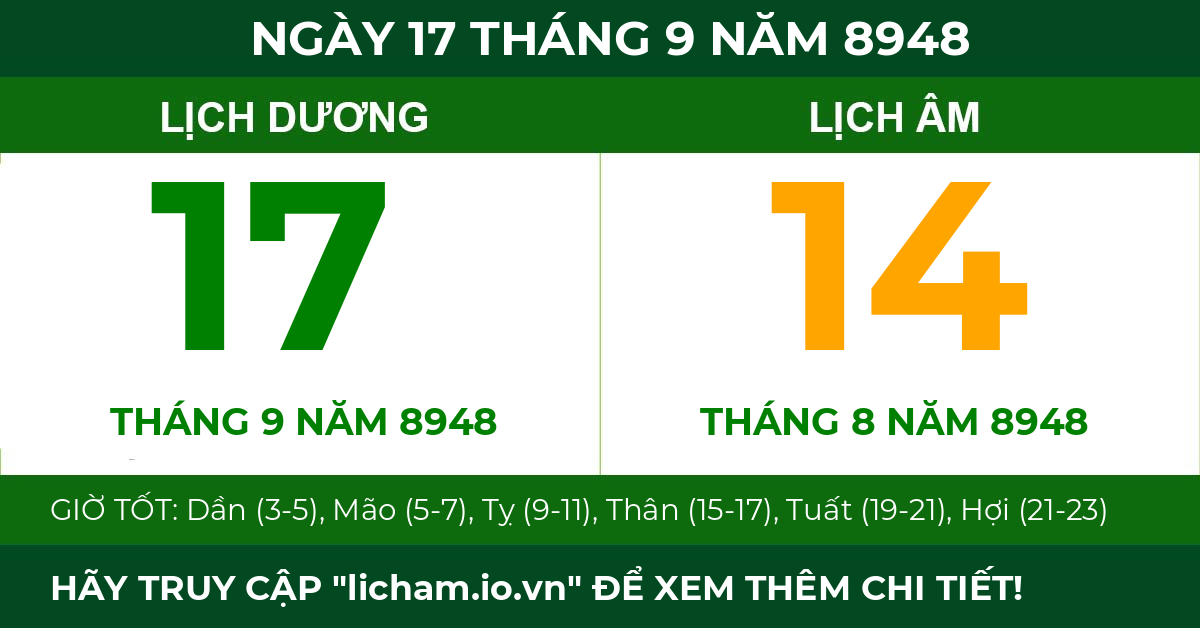 lịch âm ngày 17 tháng 9 năm 8948