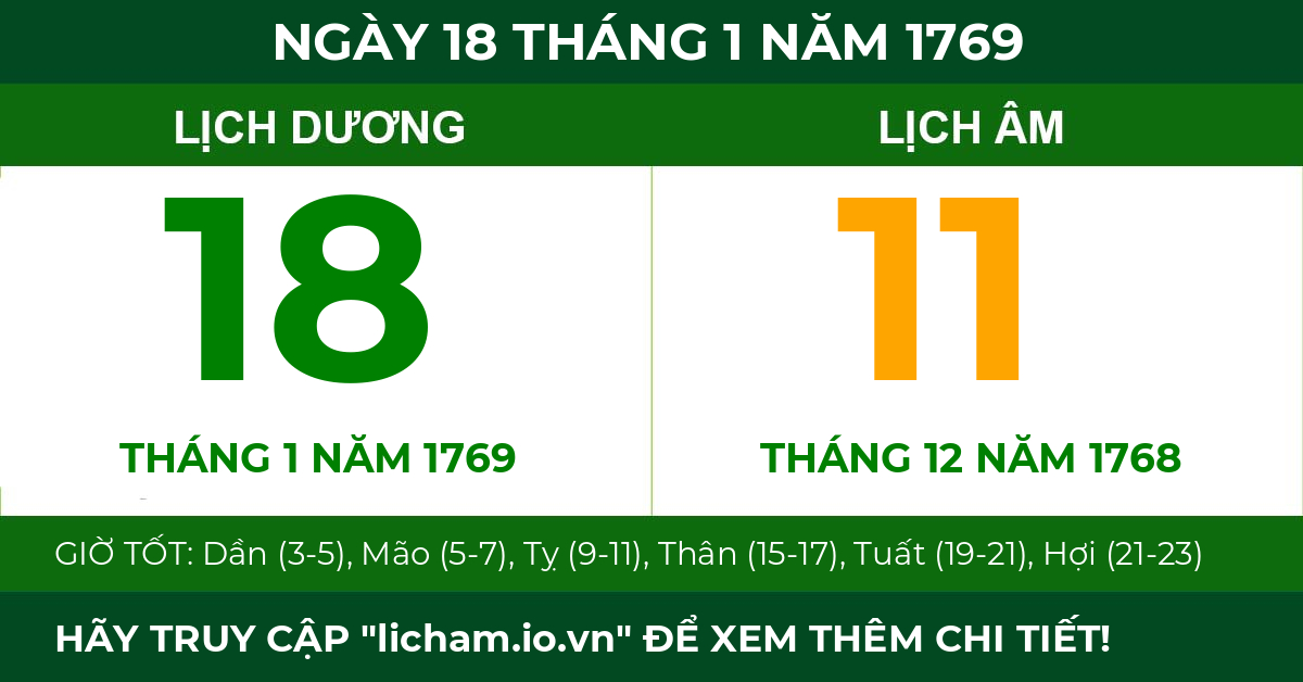 lịch âm ngày 18 tháng 1 năm 1769