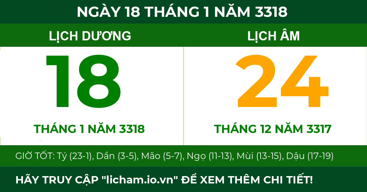 lịch âm ngày 18 tháng 1 năm 3318