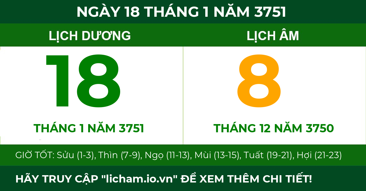 lịch âm ngày 18 tháng 1 năm 3751