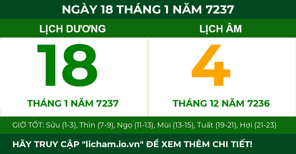 lịch âm ngày 18 tháng 1 năm 7237