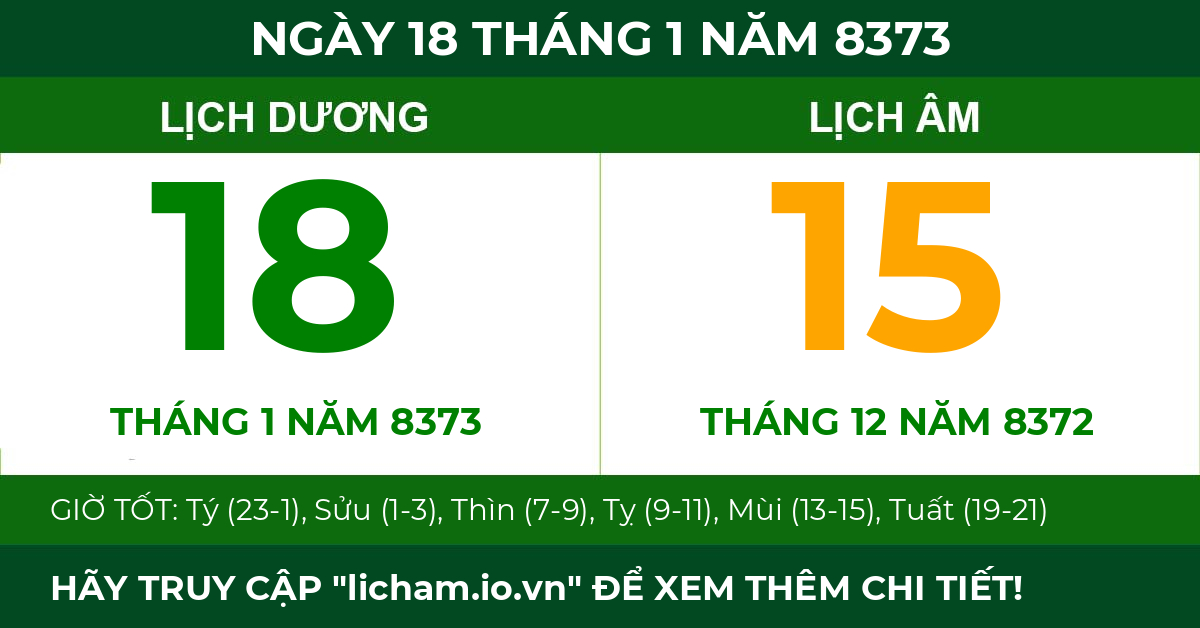 lịch âm ngày 18 tháng 1 năm 8373