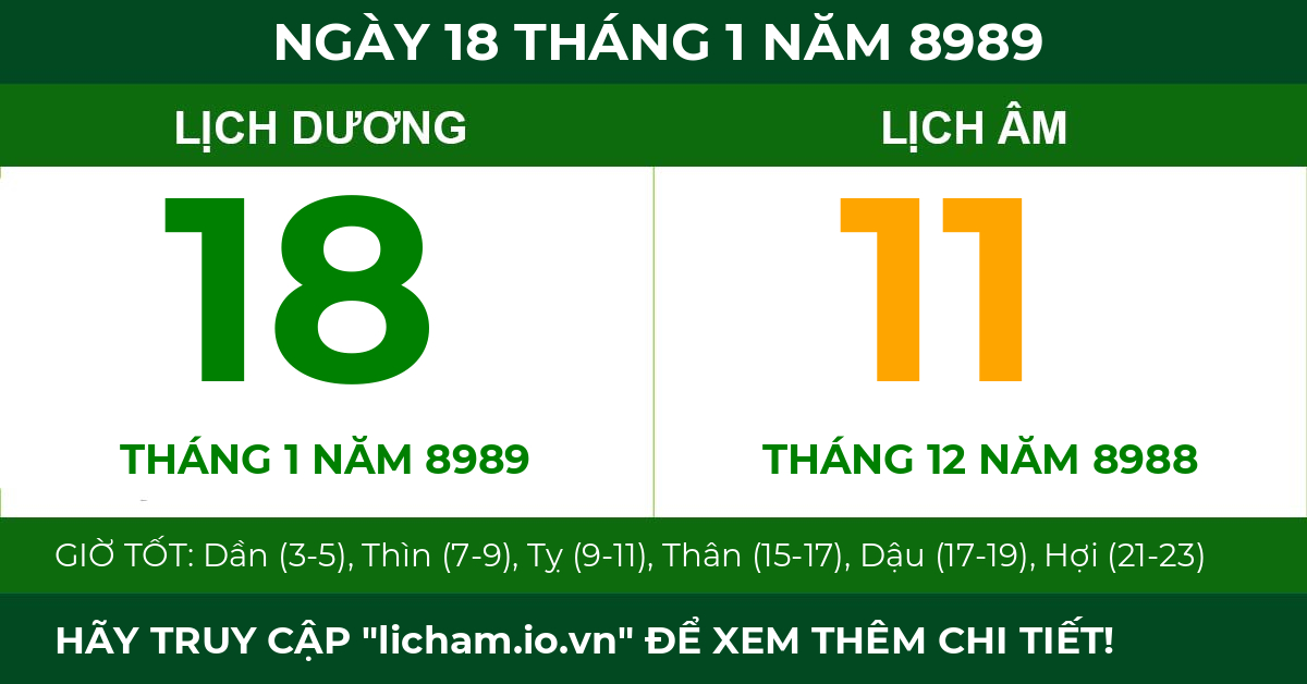 lịch âm ngày 18 tháng 1 năm 8989