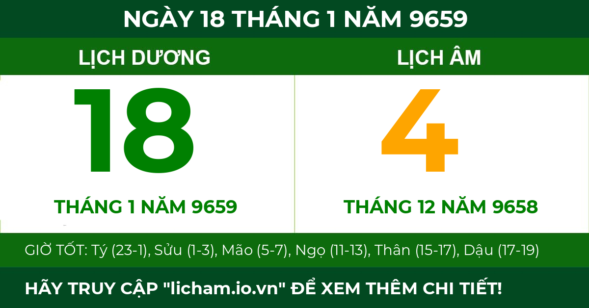 lịch âm ngày 18 tháng 1 năm 9659