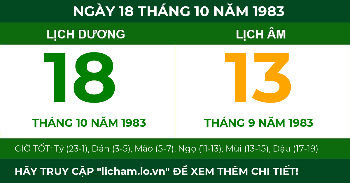 lịch âm ngày 18 tháng 10 năm 1983